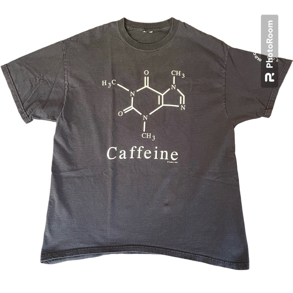 Men’s Caffeine molecule black t-shirt XL